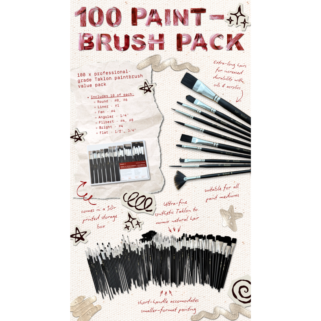 Nobel Value - 100 pcs Mixed Paintbrushes for Professionals